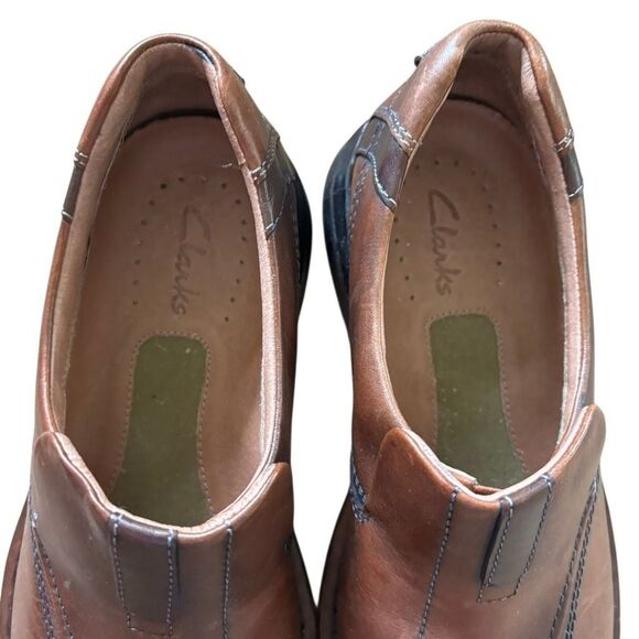 Clarks Escalade Brown Lea 70846 Size 8 1/2 M Slip-On Casual Loafers